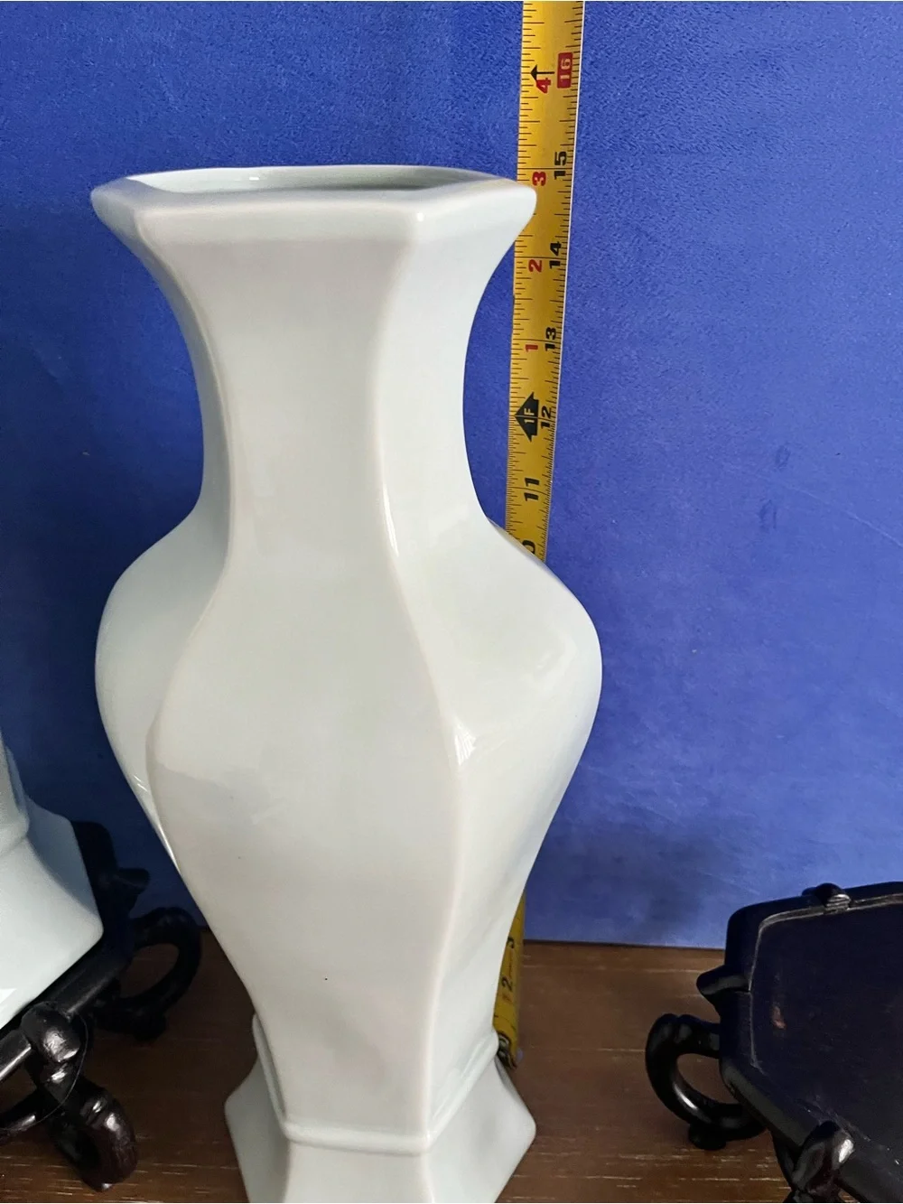 Pair(2) Maitland-Smith Vases Urns Jar Canister Porcelain White Wood Lid & Base
